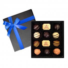 12pc Chocolate Gift Box filled with 2 Premium Printed Chocolates and 10 Flavoured chocolates with Ribbon