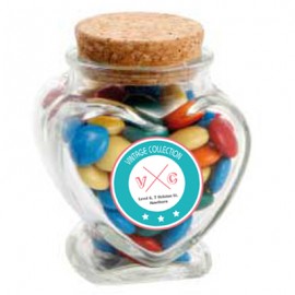 Glass Heart Jar with Mixed Chocolate Gems