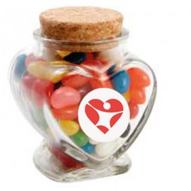 Glass Heart Jar with Mixed Mini Jelly Beans