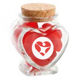 Glass Heart Jar with Red Lips