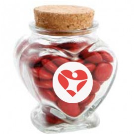 Glass Heart Jar with Chocolate Gems (Corporate Colour)