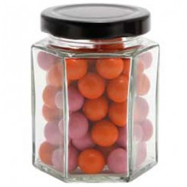 Large Hexagon Jar with Chocolate Balls (Corporate Colour)