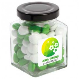 Small Square Jar with Chocolate Gems (Corporate Colour)