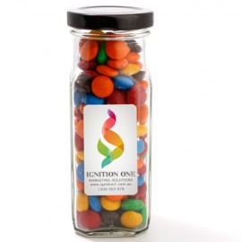 Large Square Jar with M&M's