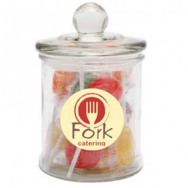 Glass Candy Jar with Flat Lollipops