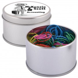 Assorted Colour @ Paperclips in Silver Round Tin