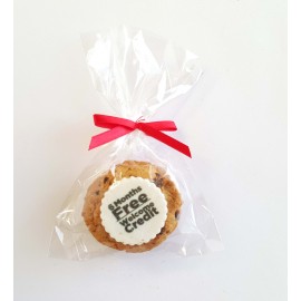 Pack of 2 Printed Cookies with Twist Tie Red Bow Ribbon. 