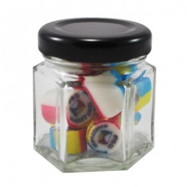 Custom Colour and Flavour Rock Candy in a Small Hexagonal Jar