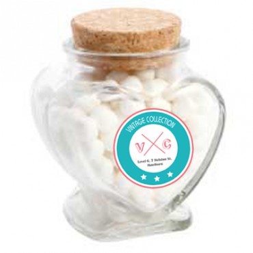 Glass Heart Jar with Mints