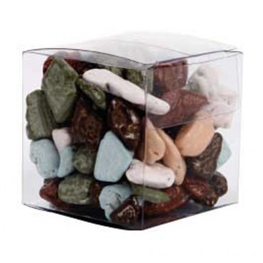 Small Clear Cube with Chocolate Rocks