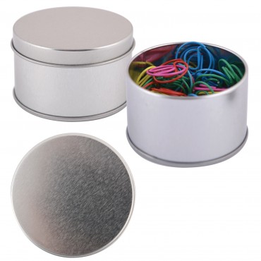 Assorted Colour @ Paperclips in Silver Round Tin
