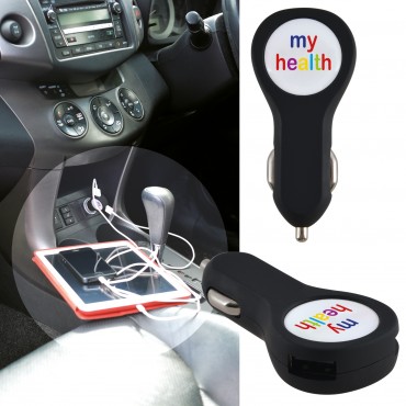 Brandcharger Dual USB Outlet Car Charger with Dome