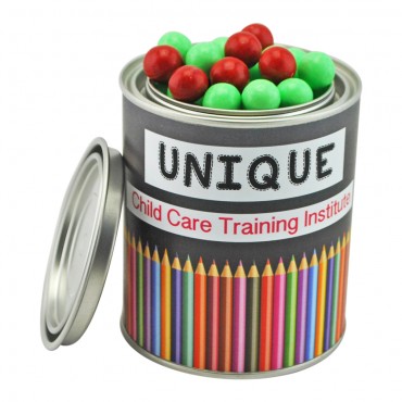 Medium Paint Tin with Chocolate Balls (Red Jaffa Look alike Or Green & White chocolate peppermint balls