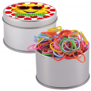 Logo Loom Bands in Silver Round Tin