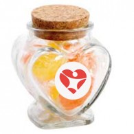 Glass Heart Jar with Acid Drops (Corporate Colour)
