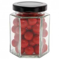 Large Hexagon Jar with Choc Red Balls_ Jaffa Lookalikes