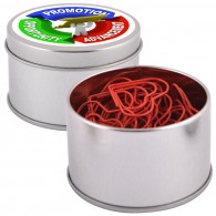 Red Heart Paperclips in Silver Round Tin