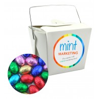 Paper Noodle Box filled with 15 Mini Easter Eggs Assorted
