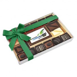 12PC Belgian chocolate gift box with a Custom Printed Chocolate Centre Piece