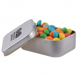 Assorted Colour Rainbow Chews in Silver Rectangular Tin