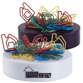 Assorted Colour House Shaped Paperclips on Paperweight Magnetic Base