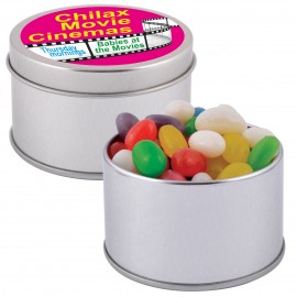 Assorted Colour Mini Jelly Beans in Silver 2 Piece Round Tin