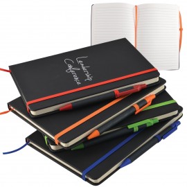 A5 Black PU Notebook with Elastic Closure