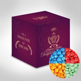 Custom Printed Mini Cube with Chocolate Gems (Corporate Colour)