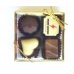 4pc Belgian Chocolate Gold Gift Box filled with 1 Premium Printed Belgian Chocolate and 3 Belgian flavoured chocolates